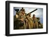 Tank Crew Leaning on M-4 Tank, Ft. Knox, Ky.-null-Framed Premium Photographic Print