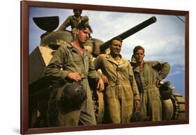 Tank Crew Leaning on M-4 Tank, Ft. Knox, Ky.-null-Framed Photographic Print