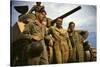 Tank Crew Leaning on M-4 Tank, Ft. Knox, Ky.-null-Stretched Canvas