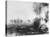 Tank Exploding into Flames-null-Stretched Canvas