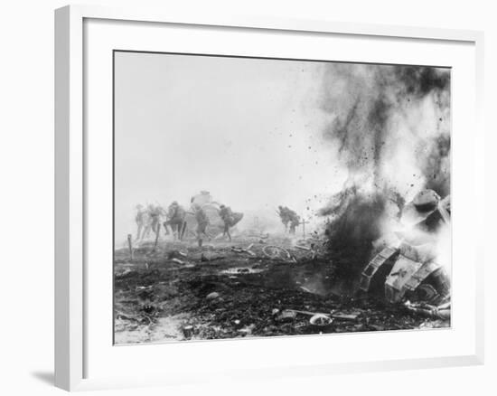 Tank Exploding into Flames-null-Framed Photographic Print