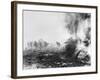 Tank Exploding into Flames-null-Framed Photographic Print