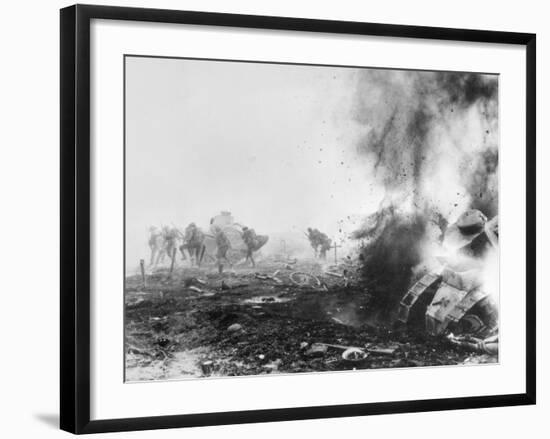 Tank Exploding into Flames-null-Framed Photographic Print