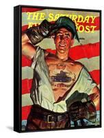 "Tank Tattoo," Saturday Evening Post Cover, November 8, 1941-Howard Scott-Framed Stretched Canvas