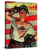 "Tank Tattoo," Saturday Evening Post Cover, November 8, 1941-Howard Scott-Stretched Canvas