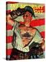 "Tank Tattoo," Saturday Evening Post Cover, November 8, 1941-Howard Scott-Stretched Canvas