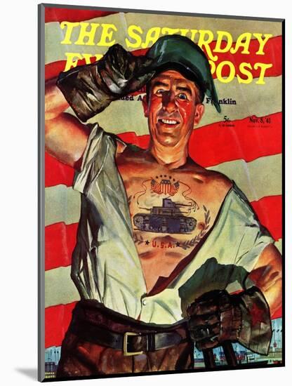 "Tank Tattoo," Saturday Evening Post Cover, November 8, 1941-Howard Scott-Mounted Giclee Print