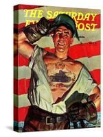 "Tank Tattoo," Saturday Evening Post Cover, November 8, 1941-Howard Scott-Stretched Canvas