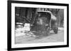 Tank Truck with Snow Plow Cleans the Streets-null-Framed Art Print