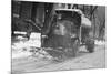 Tank Truck with Snow Plow Cleans the Streets-null-Mounted Art Print