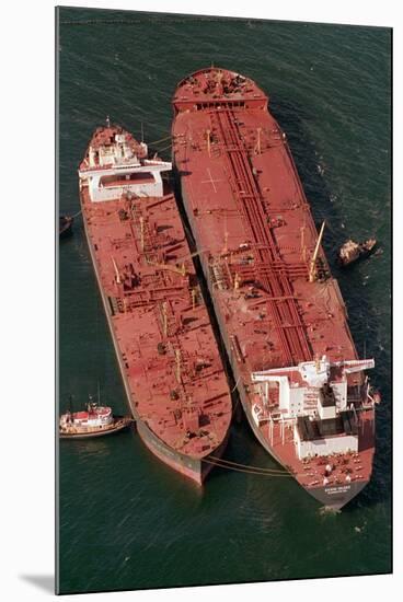 Tanker Pumps Oil from Exxon Valdez-null-Mounted Photographic Print