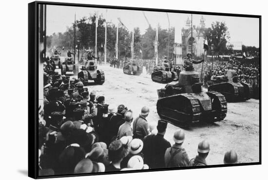 Tanks in the Great Victory Parade, Paris, France, 14 July 1919-null-Framed Stretched Canvas