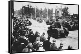 Tanks in the Great Victory Parade, Paris, France, 14 July 1919-null-Framed Stretched Canvas