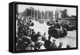 Tanks in the Great Victory Parade, Paris, France, 14 July 1919-null-Framed Stretched Canvas