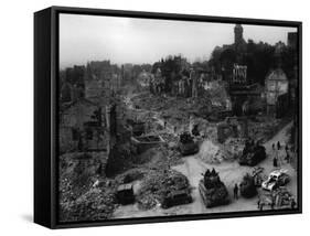 Tanks of the U.S. 7th Army Rumble Through Nuremberg-null-Framed Stretched Canvas