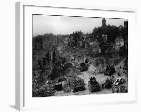 Tanks of the U.S. 7th Army Rumble Through Nuremberg-null-Framed Photographic Print