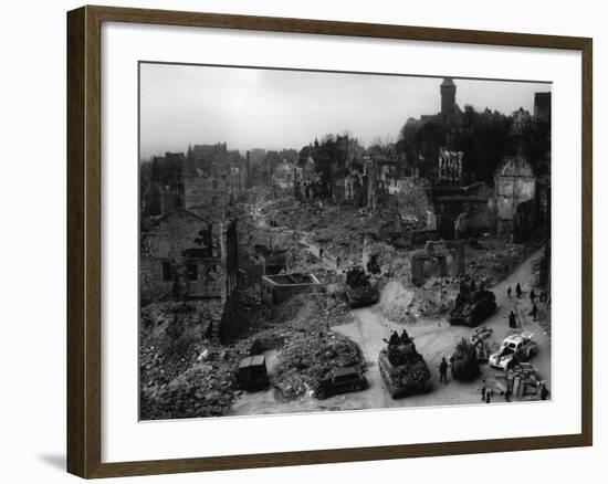 Tanks of the U.S. 7th Army Rumble Through Nuremberg-null-Framed Photographic Print
