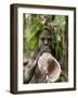 Tanna Island Fetukai, Native Dress-Young Boy with Sea Shell Horn, Vanuatu-Walter Bibikow-Framed Photographic Print