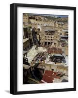 Tannery and Cityscape, Fes (Fez), Morocco, North Africa, Africa-Simon Montgomery-Framed Photographic Print