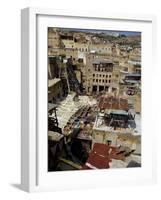 Tannery and Cityscape, Fes (Fez), Morocco, North Africa, Africa-Simon Montgomery-Framed Photographic Print