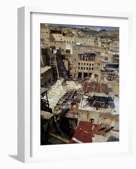 Tannery and Cityscape, Fes (Fez), Morocco, North Africa, Africa-Simon Montgomery-Framed Photographic Print