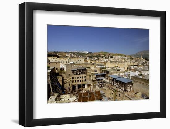 Tannery and Cityscape, Fes (Fez), Morocco, North Africa, Africa-Simon Montgomery-Framed Photographic Print