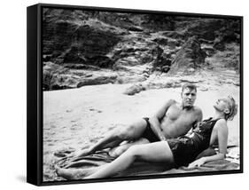 Tant qu'il y aura des hommes From Here to Eternity by FredZinnemann with Burt Lancaster and Deborah-null-Framed Stretched Canvas