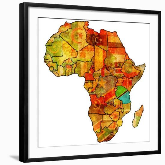 Tanzania on Actual Map of Africa-michal812-Framed Art Print