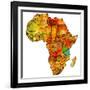 Tanzania on Actual Map of Africa-michal812-Framed Art Print