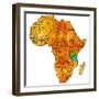 Tanzania on Actual Map of Africa-michal812-Framed Premium Giclee Print