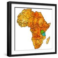 Tanzania on Actual Map of Africa-michal812-Framed Premium Giclee Print