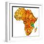 Tanzania on Actual Map of Africa-michal812-Framed Art Print