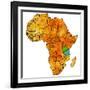 Tanzania on Actual Map of Africa-michal812-Framed Art Print