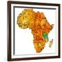 Tanzania on Actual Map of Africa-michal812-Framed Art Print