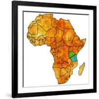 Tanzania on Actual Map of Africa-michal812-Framed Art Print