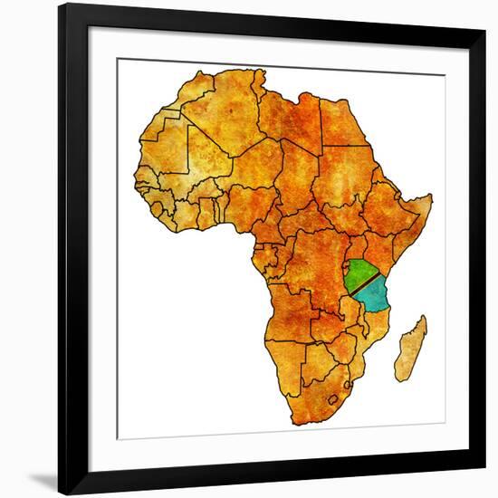 Tanzania on Actual Map of Africa-michal812-Framed Art Print