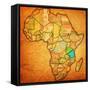 Tanzania on Actual Map of Africa-michal812-Framed Stretched Canvas