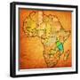 Tanzania on Actual Map of Africa-michal812-Framed Premium Giclee Print