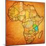 Tanzania on Actual Map of Africa-michal812-Mounted Premium Giclee Print