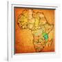 Tanzania on Actual Map of Africa-michal812-Framed Art Print