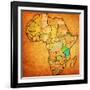 Tanzania on Actual Map of Africa-michal812-Framed Art Print