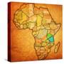 Tanzania on Actual Map of Africa-michal812-Stretched Canvas