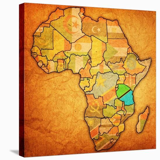 Tanzania on Actual Map of Africa-michal812-Stretched Canvas