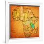 Tanzania on Actual Map of Africa-michal812-Framed Art Print