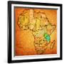 Tanzania on Actual Map of Africa-michal812-Framed Art Print