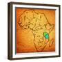 Tanzania on Actual Map of Africa-michal812-Framed Art Print