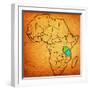 Tanzania on Actual Map of Africa-michal812-Framed Art Print