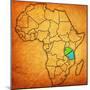 Tanzania on Actual Map of Africa-michal812-Mounted Art Print