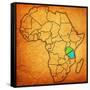 Tanzania on Actual Map of Africa-michal812-Framed Stretched Canvas