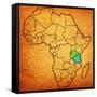 Tanzania on Actual Map of Africa-michal812-Framed Stretched Canvas